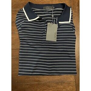 G/Fore Perforated Golf Polo Striped Navy Blue Men's G4MS21K04 $120 2XL